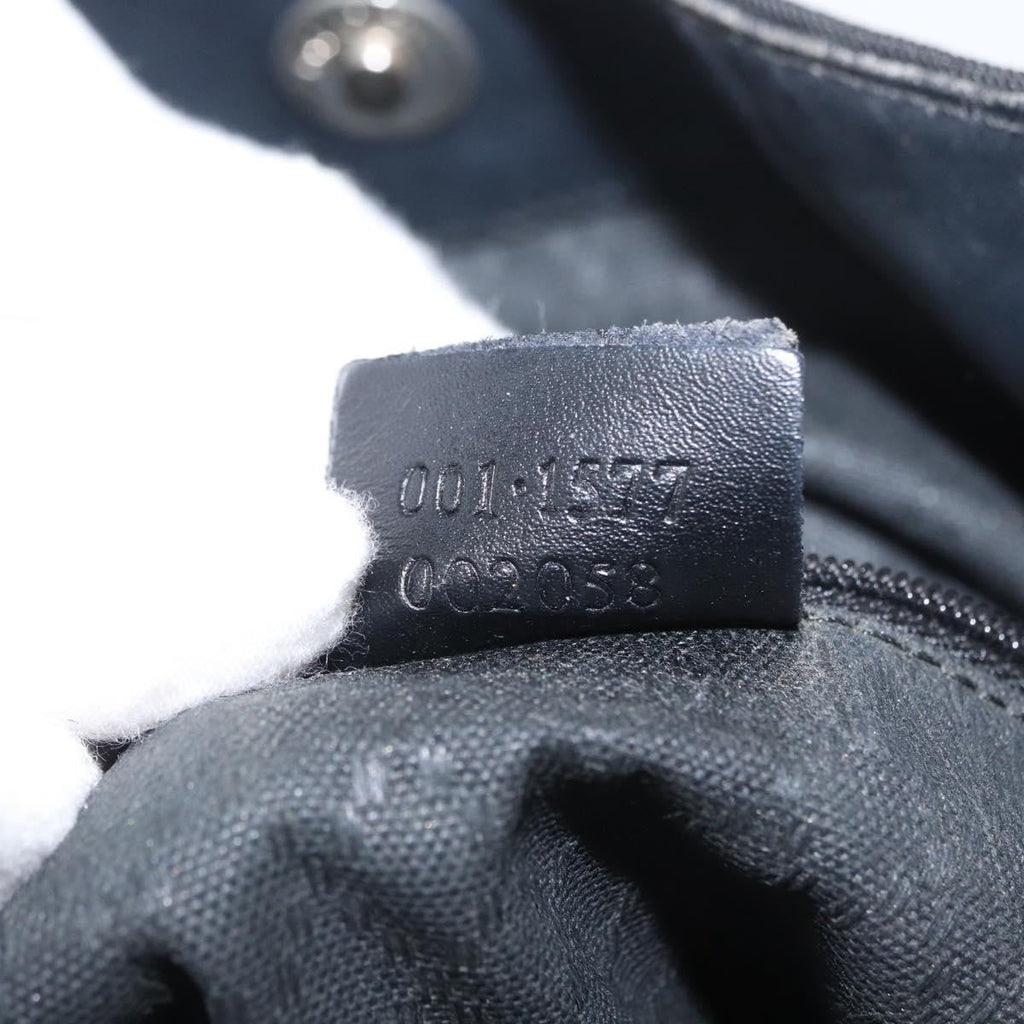 Gucci Vintage Bamboo Handle Bag Nylon Black Nylon Handbag (Pre-Owned)