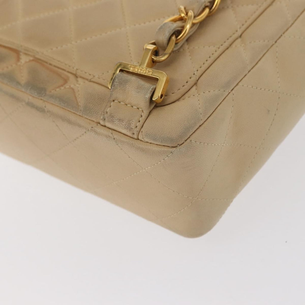 Chanel Vintage Classic Flap Backpack Quilted Lambskin Beige Leather Backpack Bag