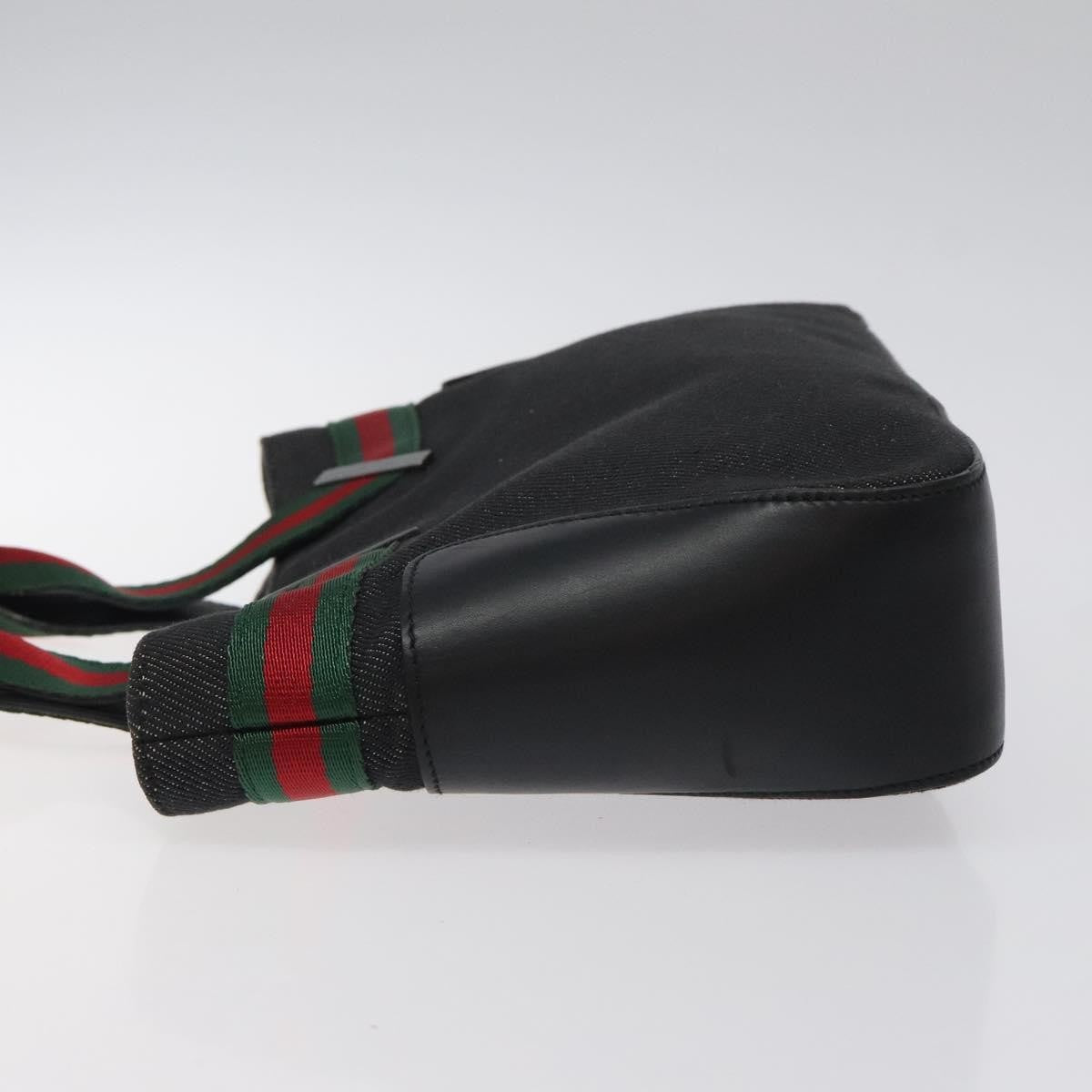 Gucci Vintage Tote Canvas Black Canvas Tote Bag Bag (Pre-Owned)