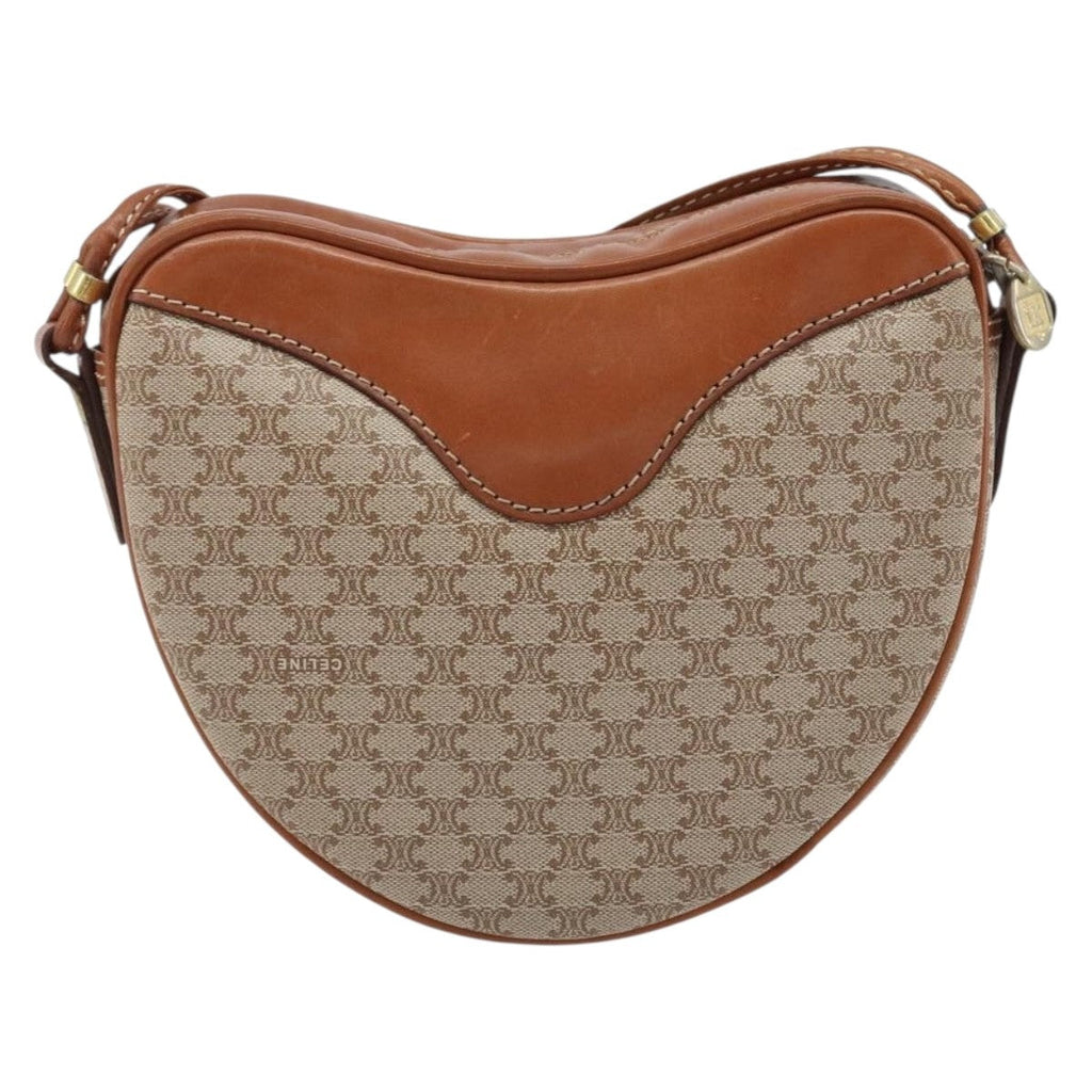 Celine Vintage Macadam Shoulder Bag Canvas And Leather Beige Canvas Shoulder Bag Bag