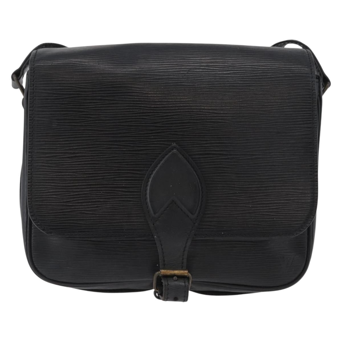 Louis Vuitton Cartouchiere Handbag Epi Leather Black Leather Shoulder Bag