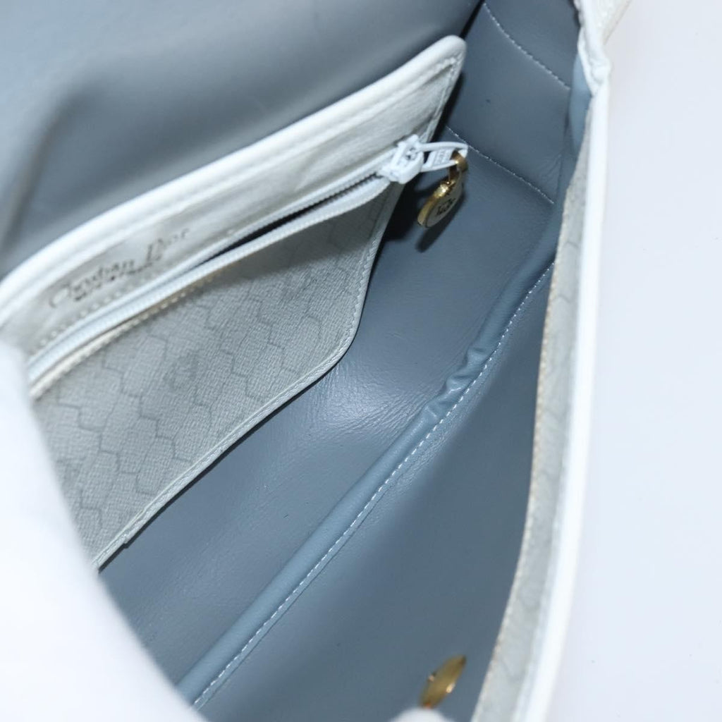 Christian Dior Vintage Honeycomb Flap Crossbody Bag Canvas And Leather White Canvas Shoulder Bag Bag (Pre-Owned)
