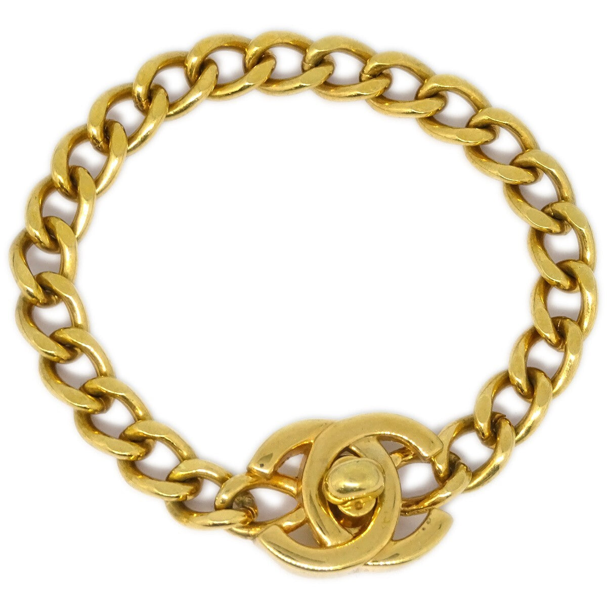 Chanel Vintage Cc Turnlock Chain Bracelet Metal Gold Gold_Plated Bracelet Jewelry