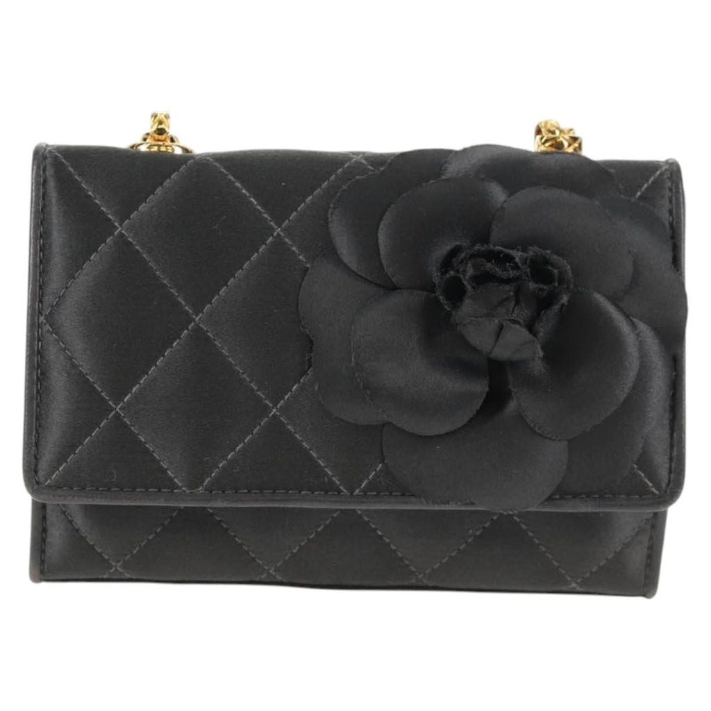 Chanel Vintage Camellia Flap Bag Satin Gray Satin Clutche & Pouche Bag