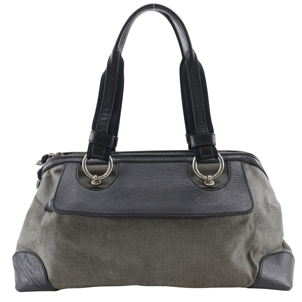 Bottega Veneta Vintage Handbag Leather Gray Canvas Handbag
