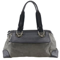 Bottega Veneta Vintage Handbag Leather Gray Canvas Handbag