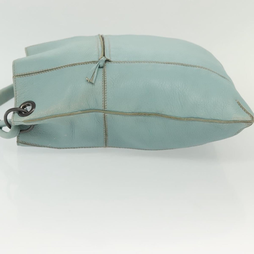 Bottega Veneta Front Zip Hobo Leather Blue Leather Bag