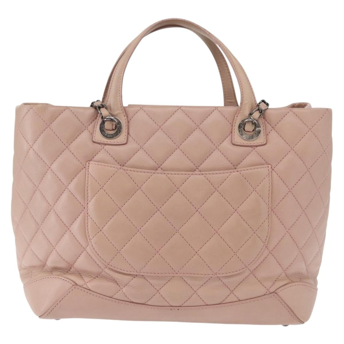 Chanel Easy Shopping Tote Quilted Calfskin Pink Leather Tote Bag Bag