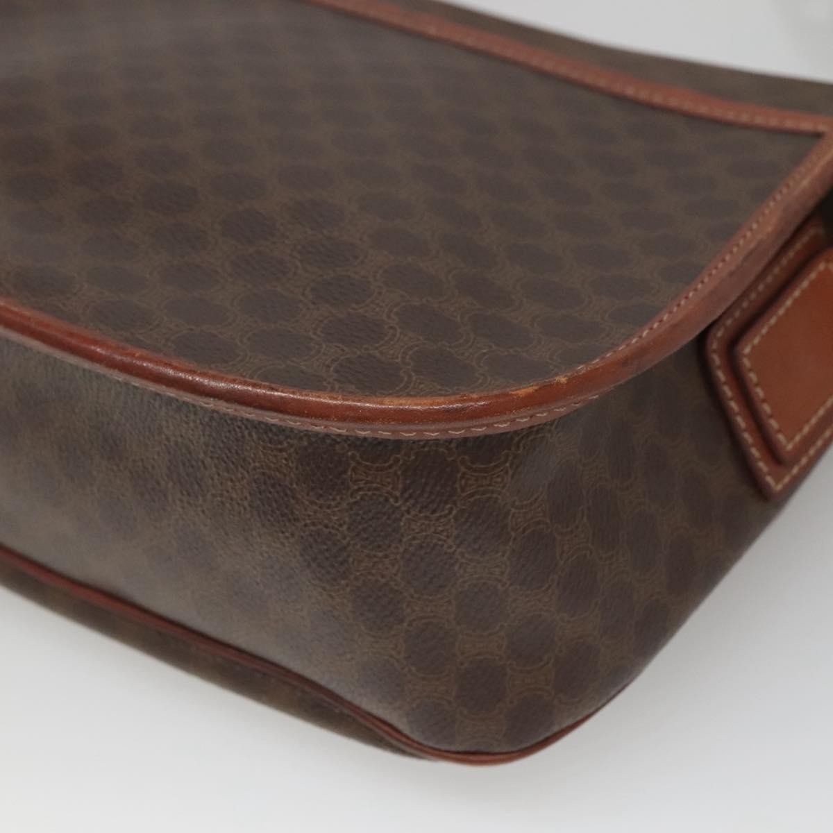 Celine Vintage Macadam Shoulder Bag Canvas And Leather Brown Canvas Shoulder Bag Bag