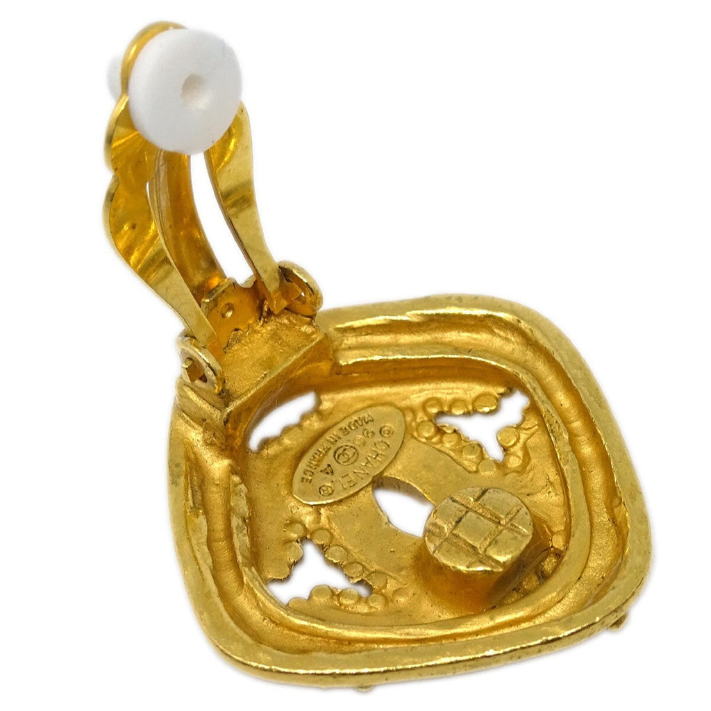 Chanel Cc Rhombus Clip-On Earrings Metal Gold Gold_Plated Earrings Jewelry