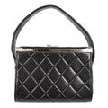 Chanel Vintage Metal Box Bag Quilted Lambskin Black Leather Handbag