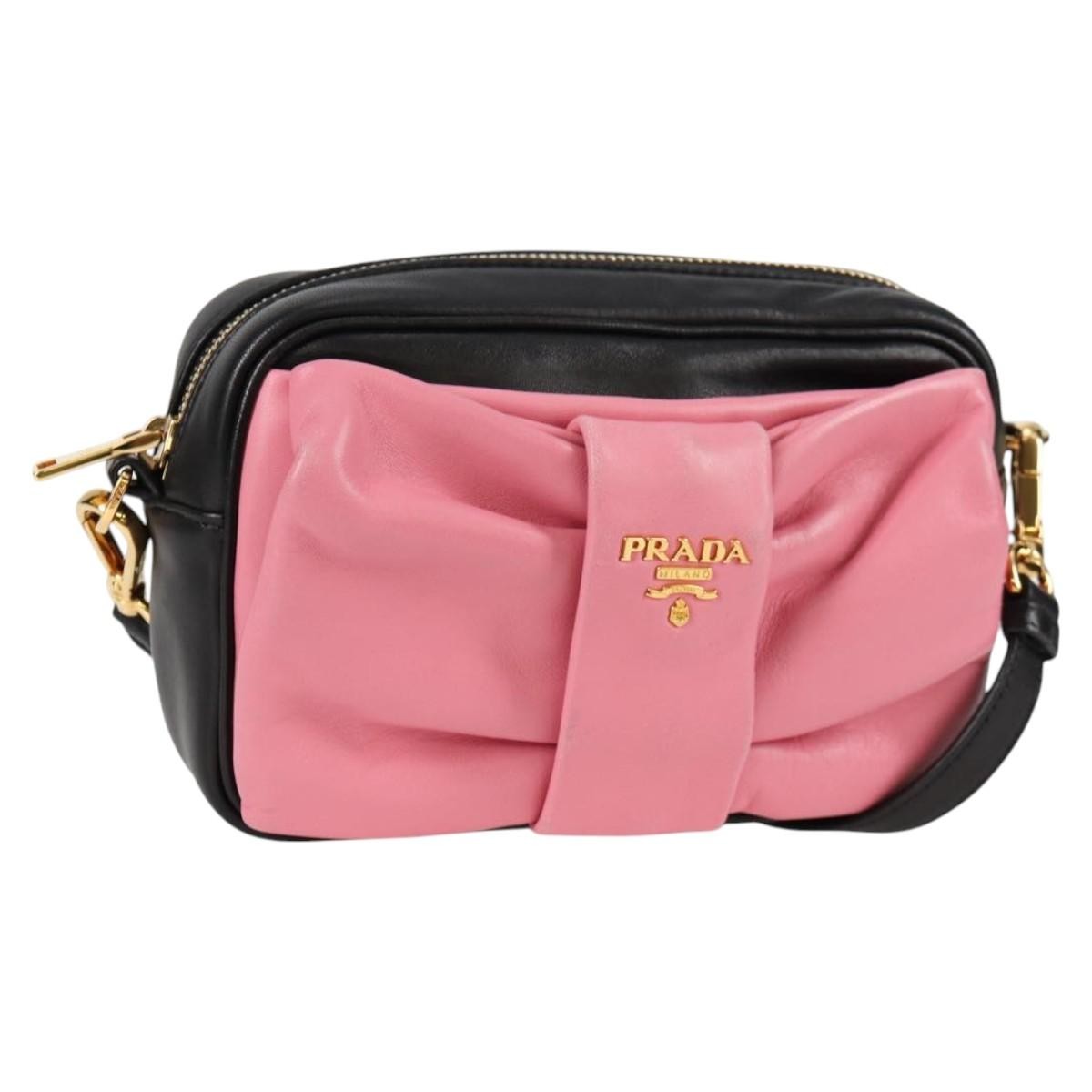 Prada Bow Camera Crossbody Bag Nappa Leather Black Leather Shoulder Bag Bag