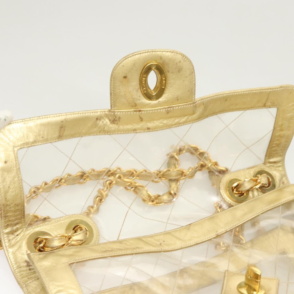 Chanel Classic Single Flap Bag Quilted Applique Vinyl Clear Vinyl Bag