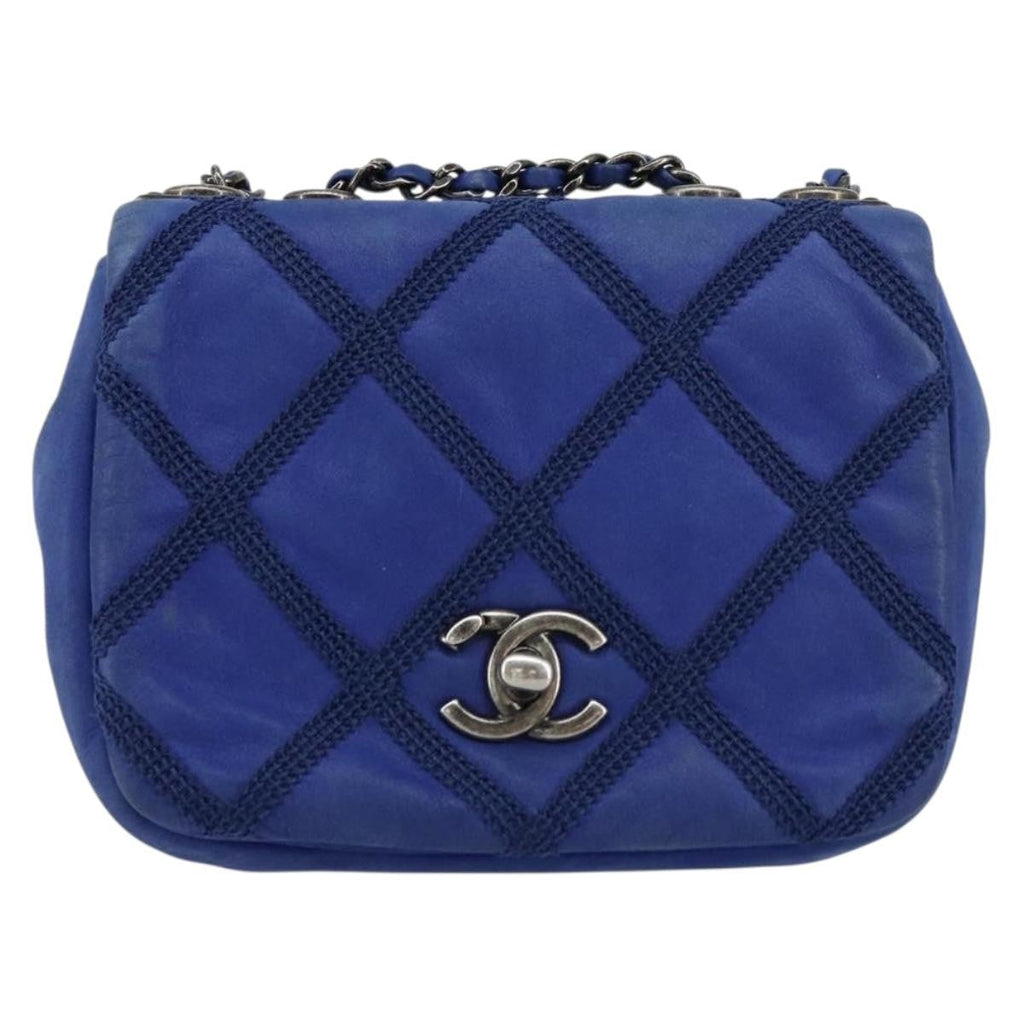 Chanel Diamond Stitch Chain Flap Bag Quilted Iridescent Calfskin Blue Leather Shoulder Bag Bag
