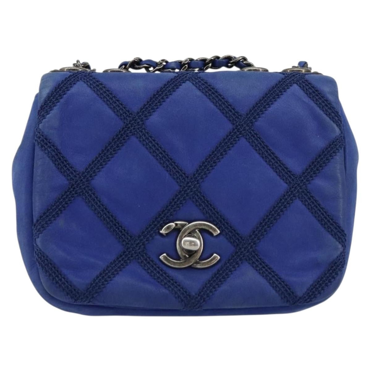 Chanel Diamond Stitch Chain Flap Bag Quilted Iridescent Calfskin Blue Leather Shoulder Bag Bag