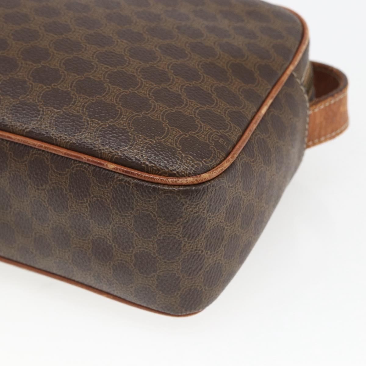 Celine Vintage Macadam Shoulder Bag Canvas Brown Canvas Shoulder Bag Bag