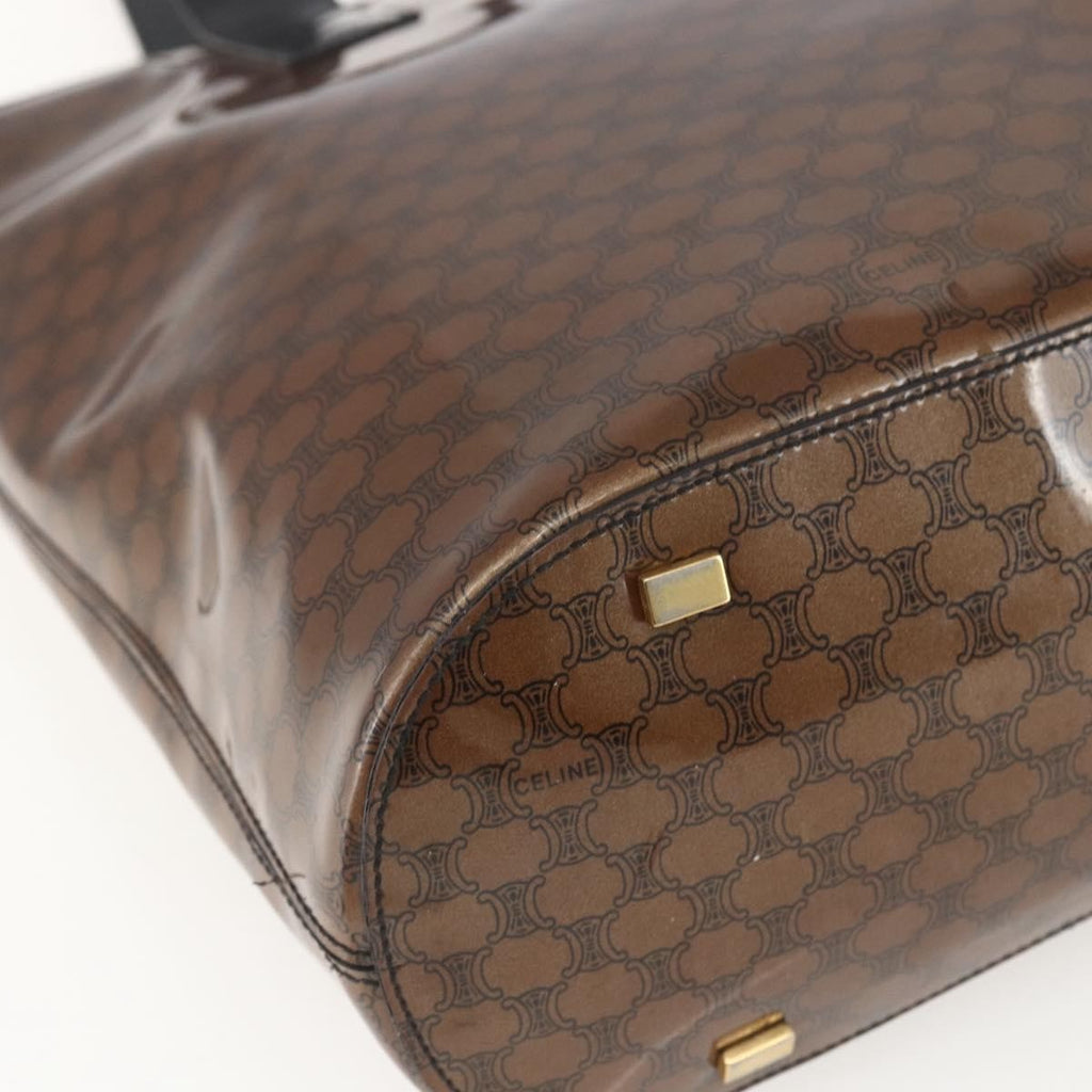 Celine Vintage Macadam Shoulder Bag Macadam Canva  Vinyl Brown Plastic Shoulder Bag Bag