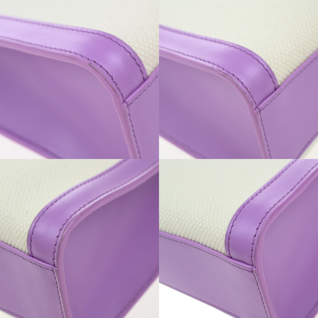 Celine Vertical Cabas Tote Canvas With Leather Purple Canvas Tote Bag Bag