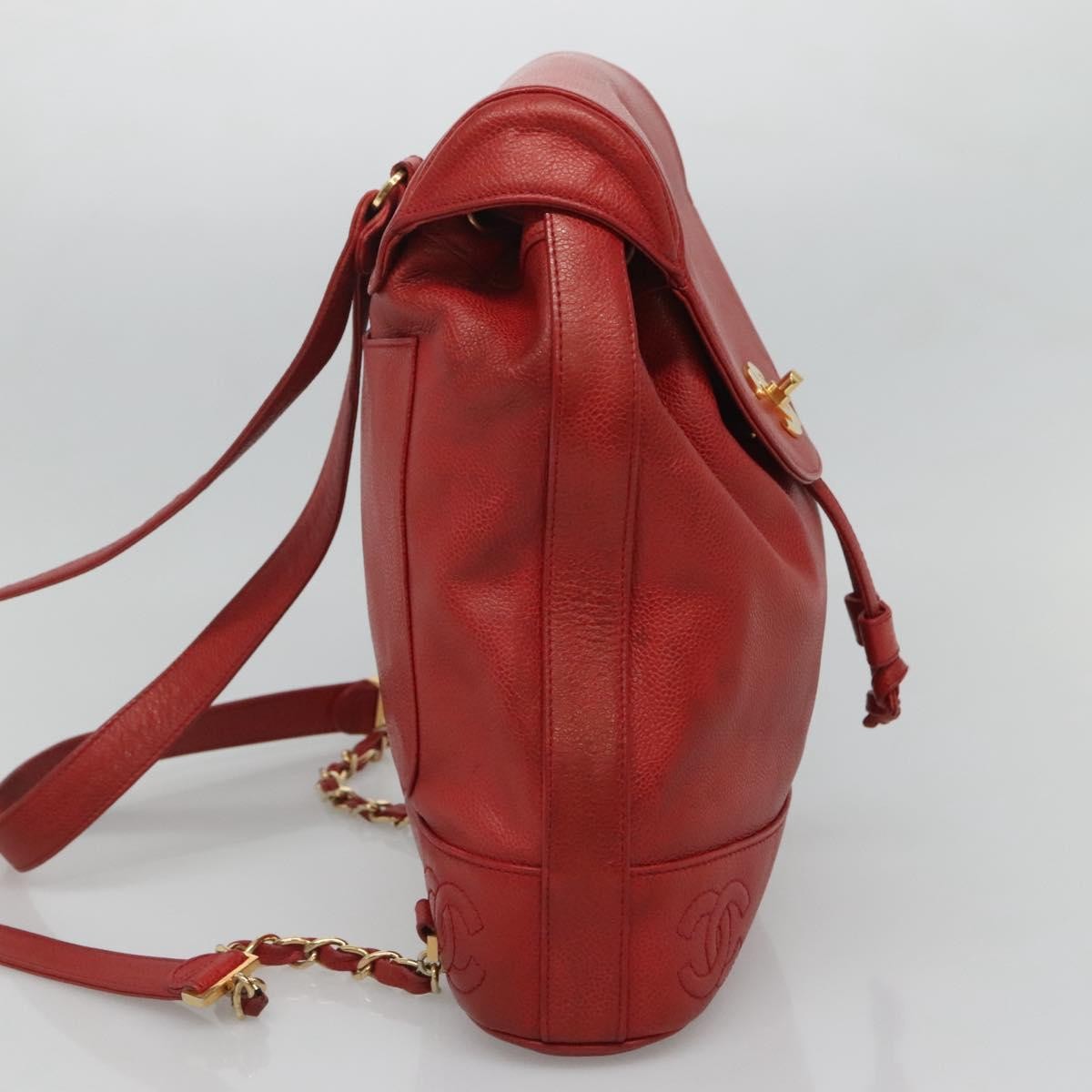 Chanel Vintage Backpack Caviar Red Leather Backpack Bag