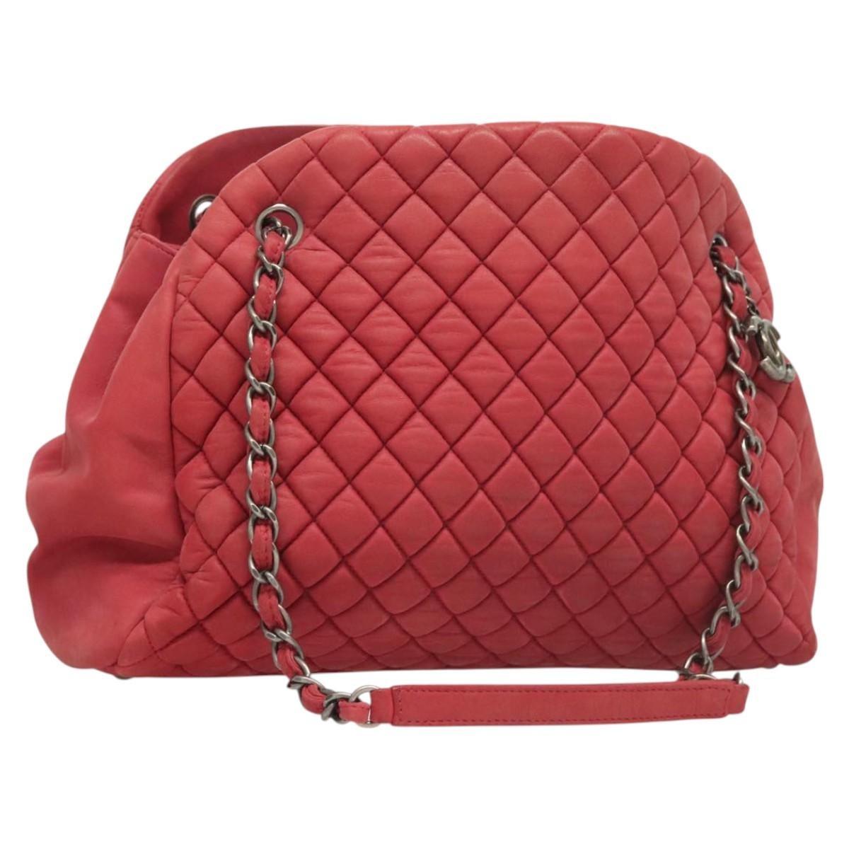 Chanel Matelasse Chain Shoulder Bag Leather Pink Leather Handbag