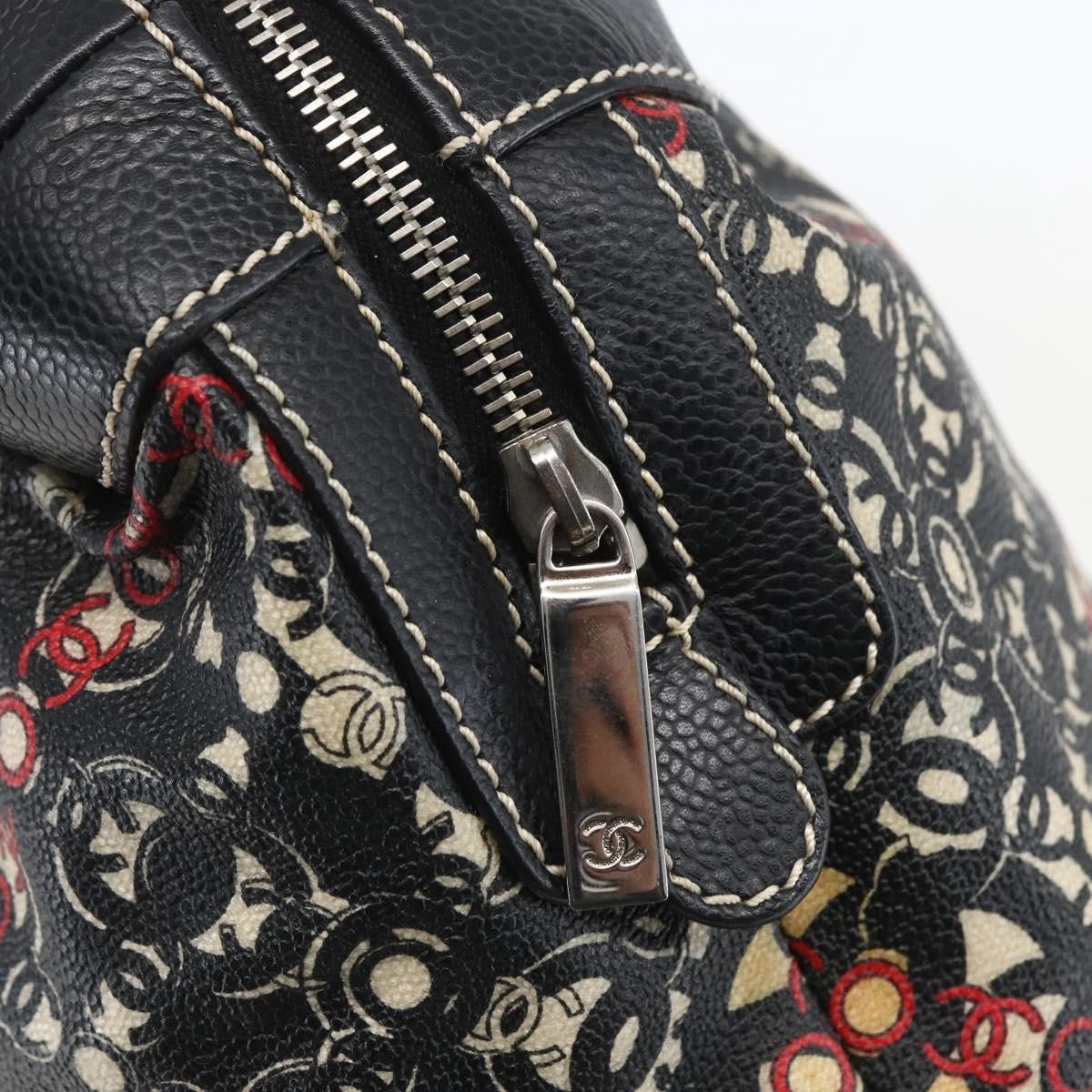 Chanel Optic Coco Bowler Bag Printed Coated Canvas With Caviar Black Pvc Travel Bag Bag