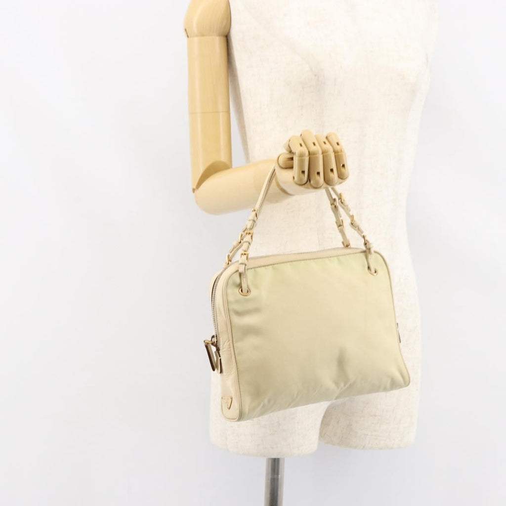 Prada Vintage Handbag Tessuto Beige Nylon Handbag