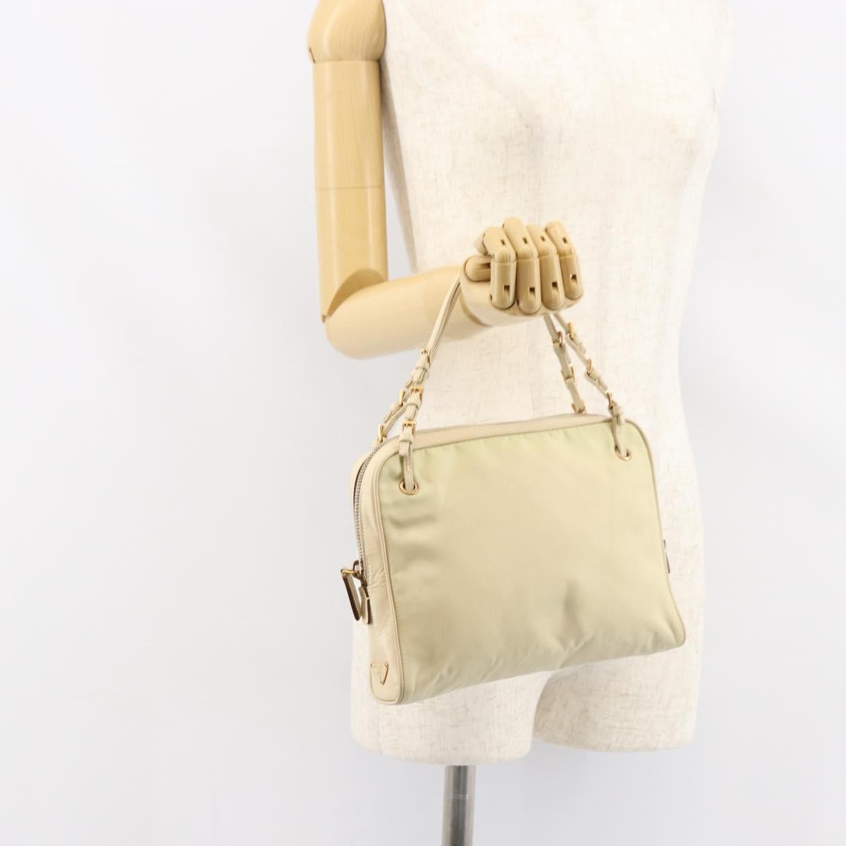 Prada Vintage Handbag Tessuto Beige Nylon Handbag