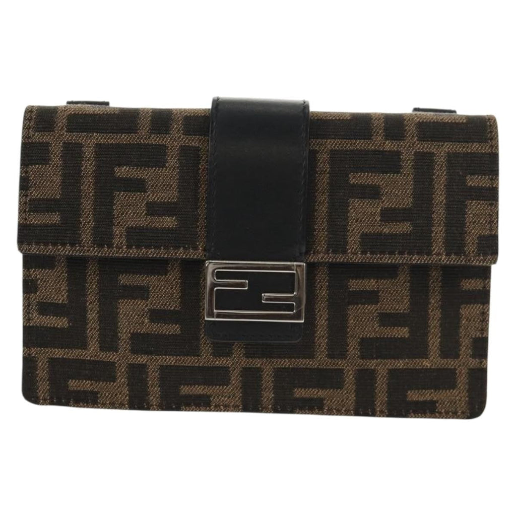 Fendi Baguette Convertible Belt Bag Zucca Canvas Black Canvas Bag