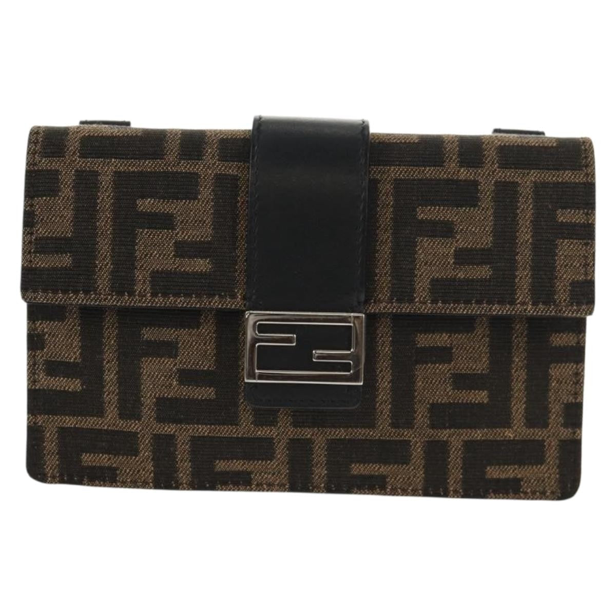 Fendi Baguette Convertible Belt Bag Zucca Canvas Black Canvas Bag