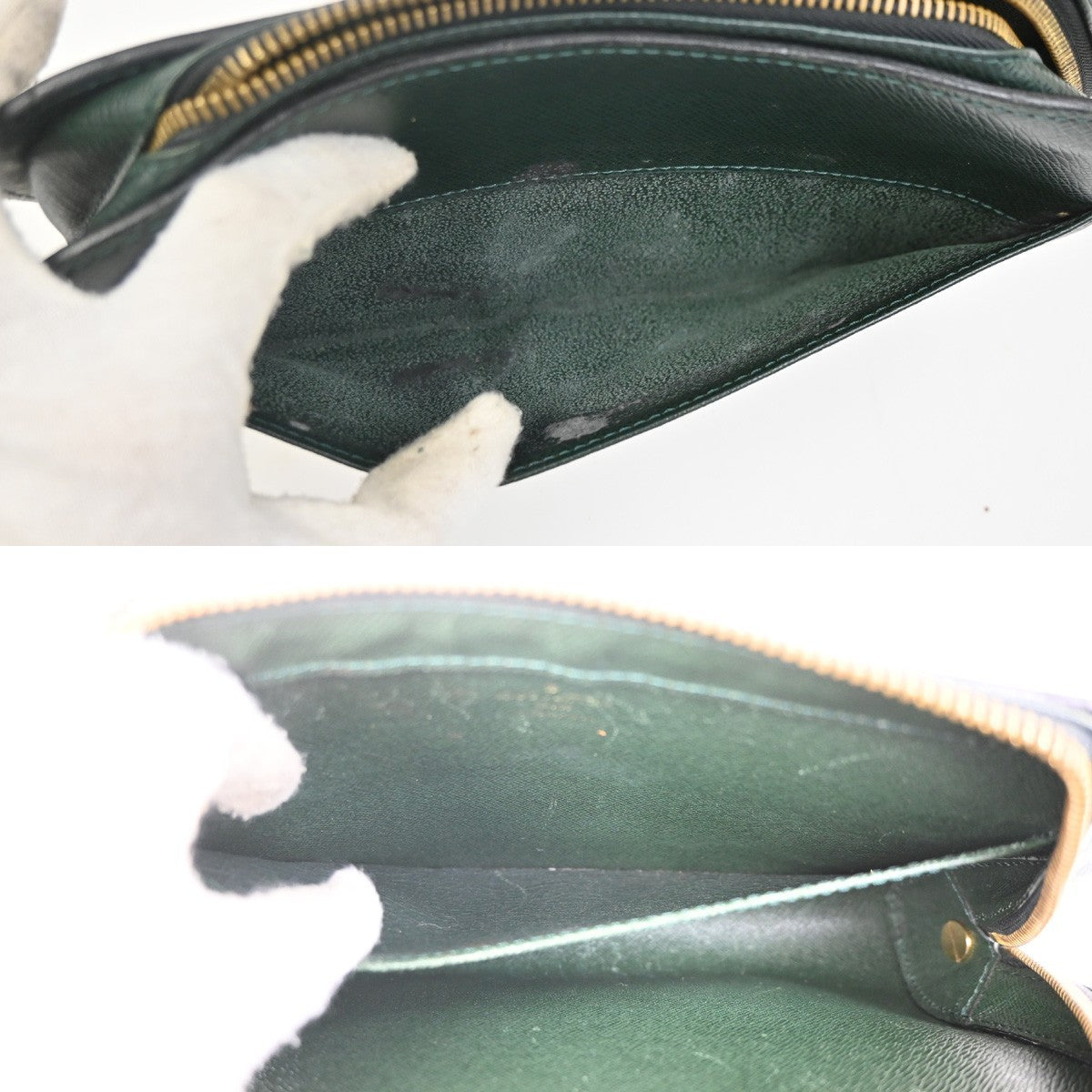 Louis Vuitton Pochette Baikal Clutch Taiga Leather Green Leather Clutche & Pouche Bag