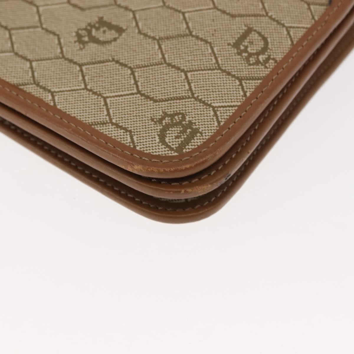 Christian Dior Vintage Honeycomb Chain Canvas Beige Canvas Shoulder Bag Bag (Pre-Owned)