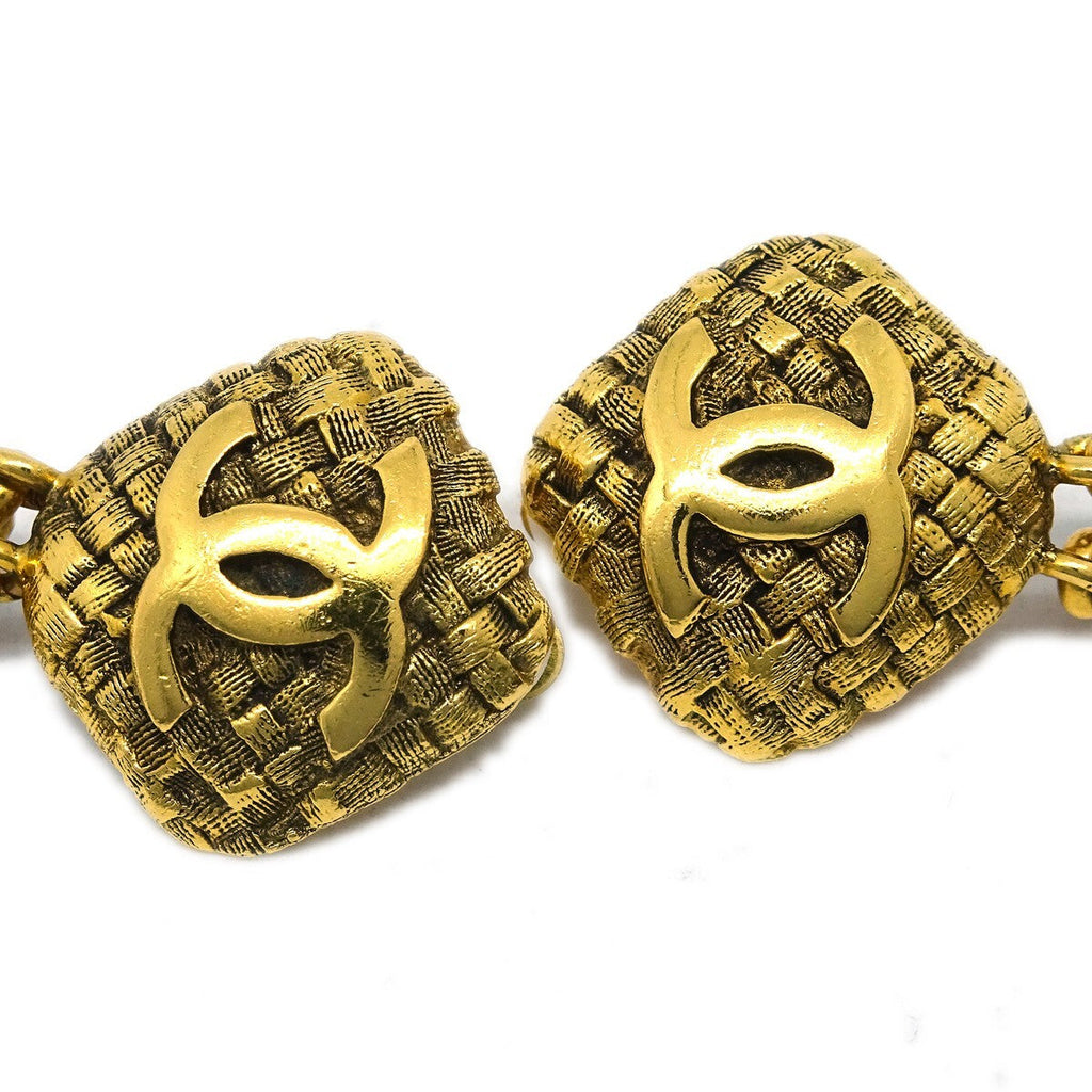 Chanel Cc Dangle Earrings Metal Gold Gold_Plated Earrings Jewelry