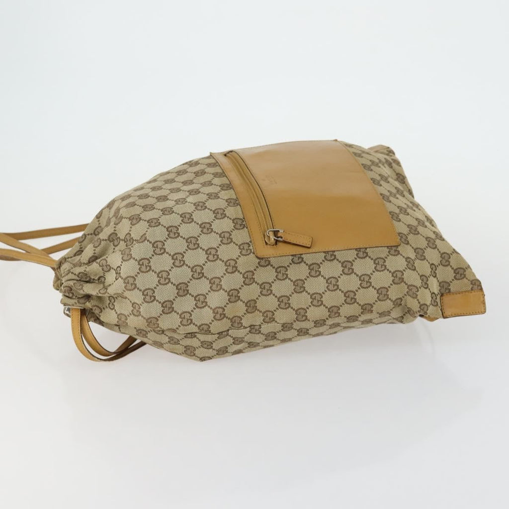 Gucci Drawstring Backpack Gg Canvas Beige Canvas Backpack Bag (Pre-Owned)