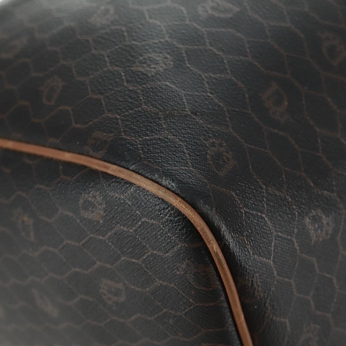 Christian Dior Vintage Honeycomb Boston Bag Canvas And Leather Black Canvas Travel Bag Bag (Pre-Owned)