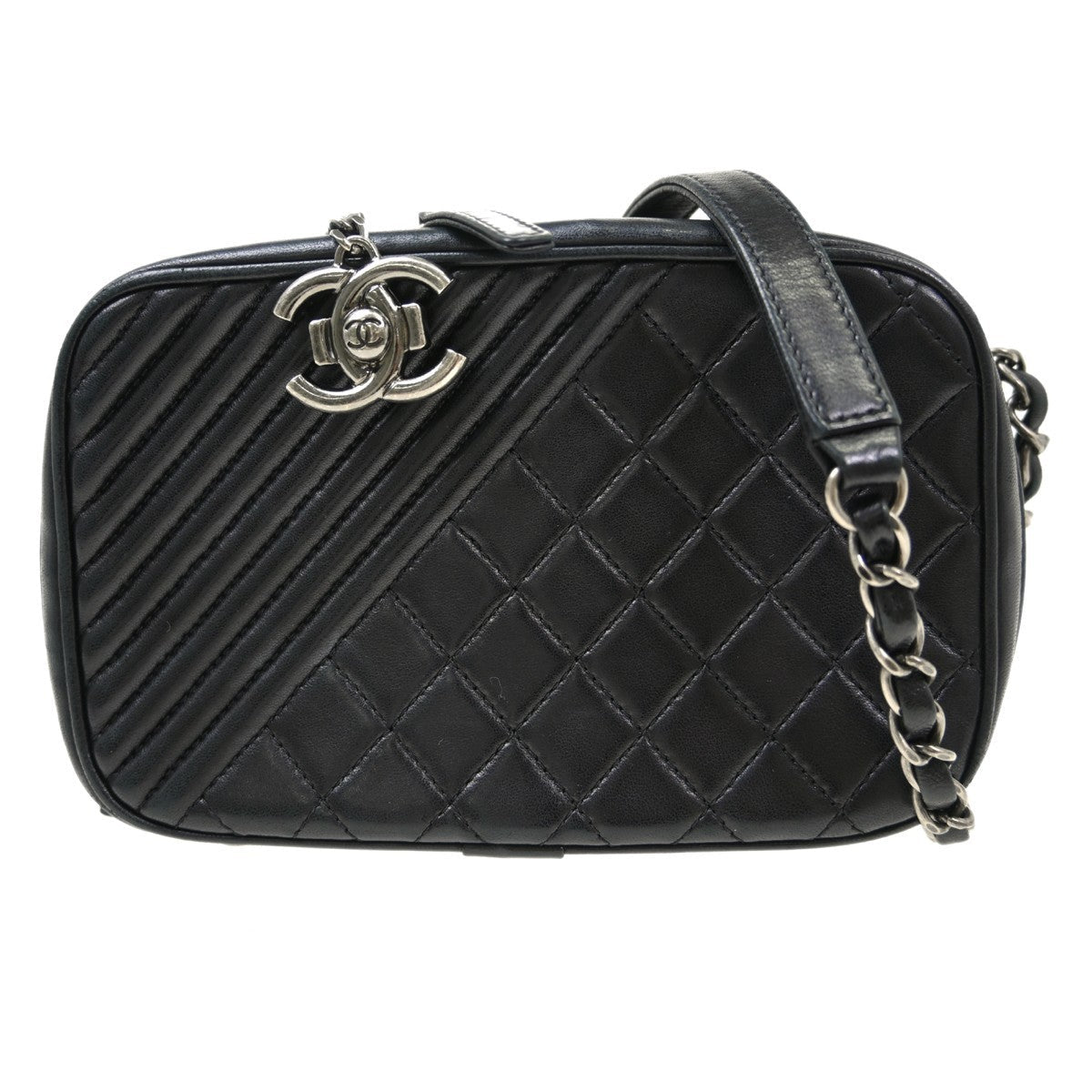 Chanel Coco Boy Camera Bag Quilted Leather Black Leather Shoulder Bag Bag