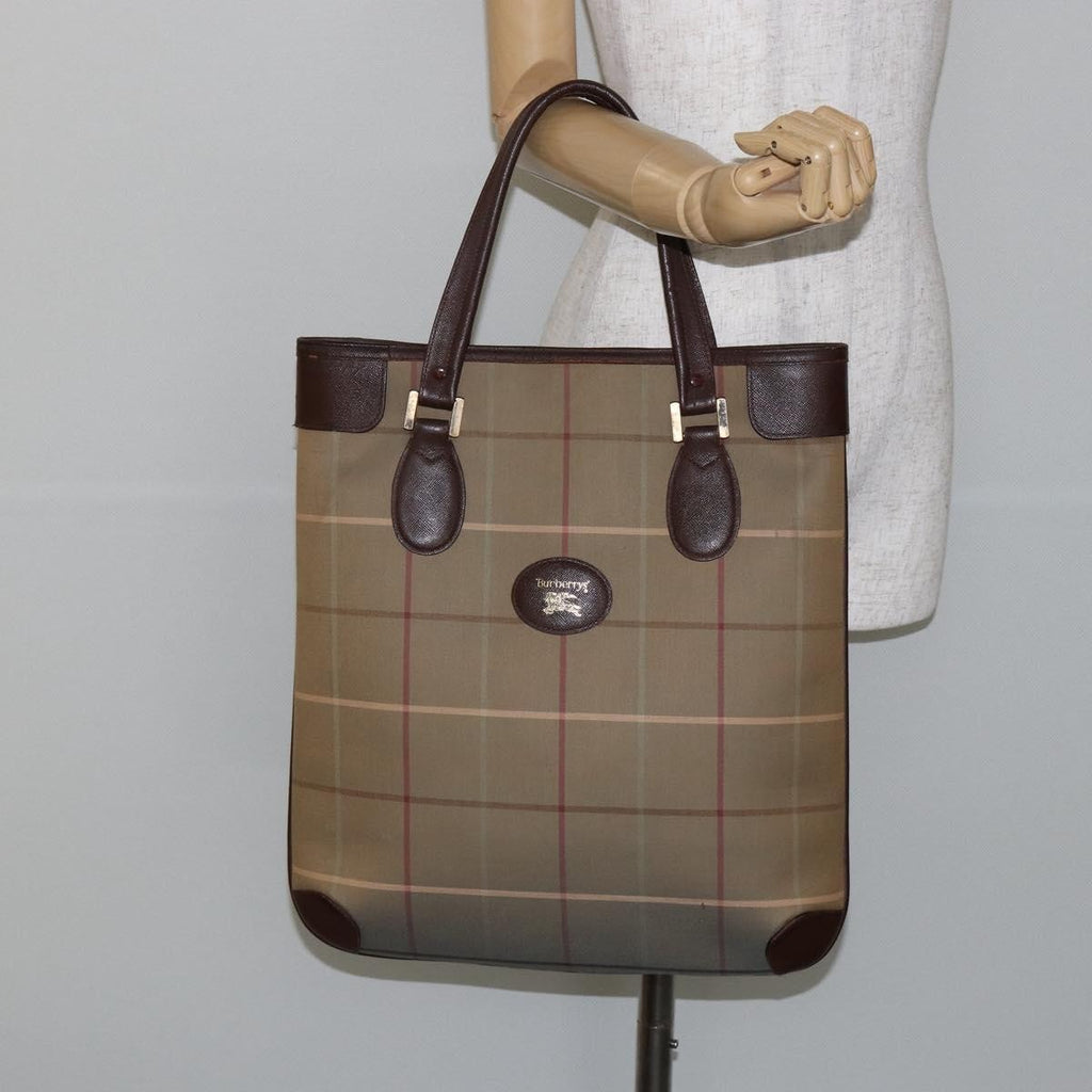 Burberry Nova Check Tote Canvas Check Pattern Beige Canvas Tote Bag