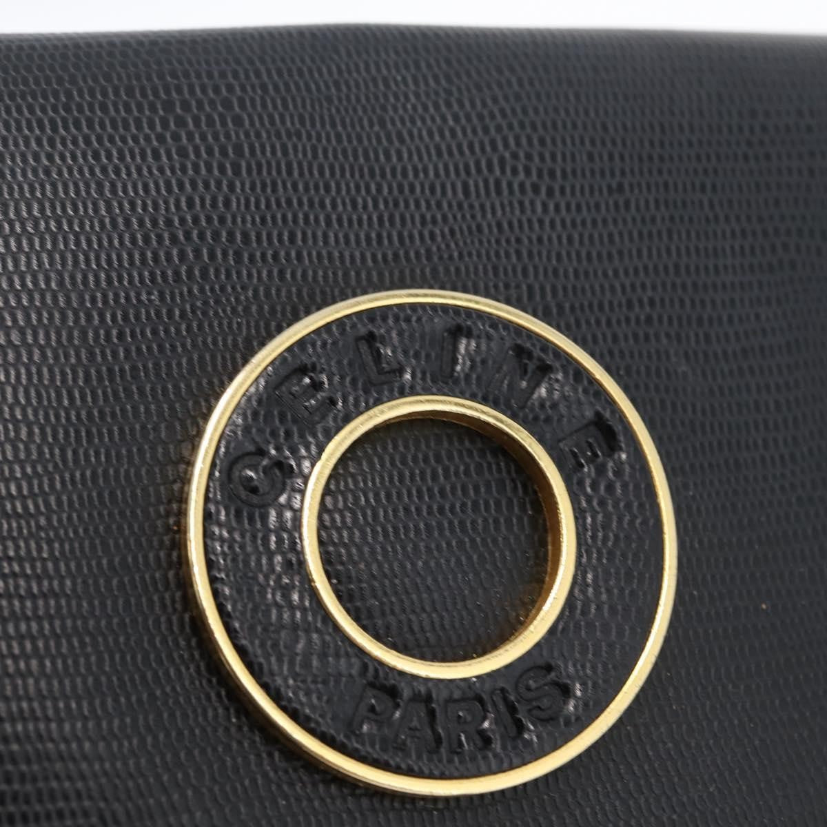 Celine Circle Logo Shoulder Bag Leather Black Leather Shoulder Bag Bag
