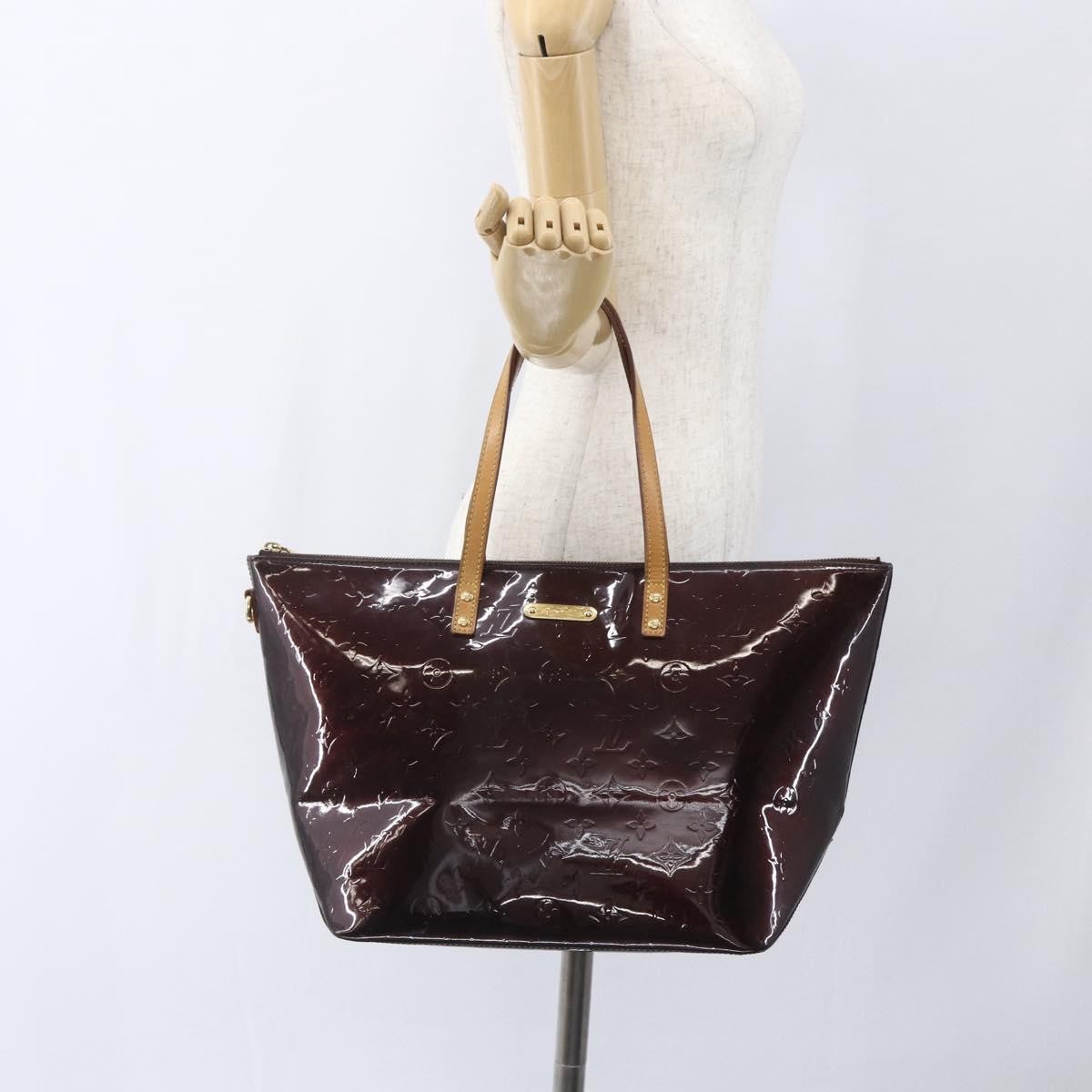 Louis Vuitton Bellevue Handbag Monogram Vernis Brown Patent_Leather Tote Bag