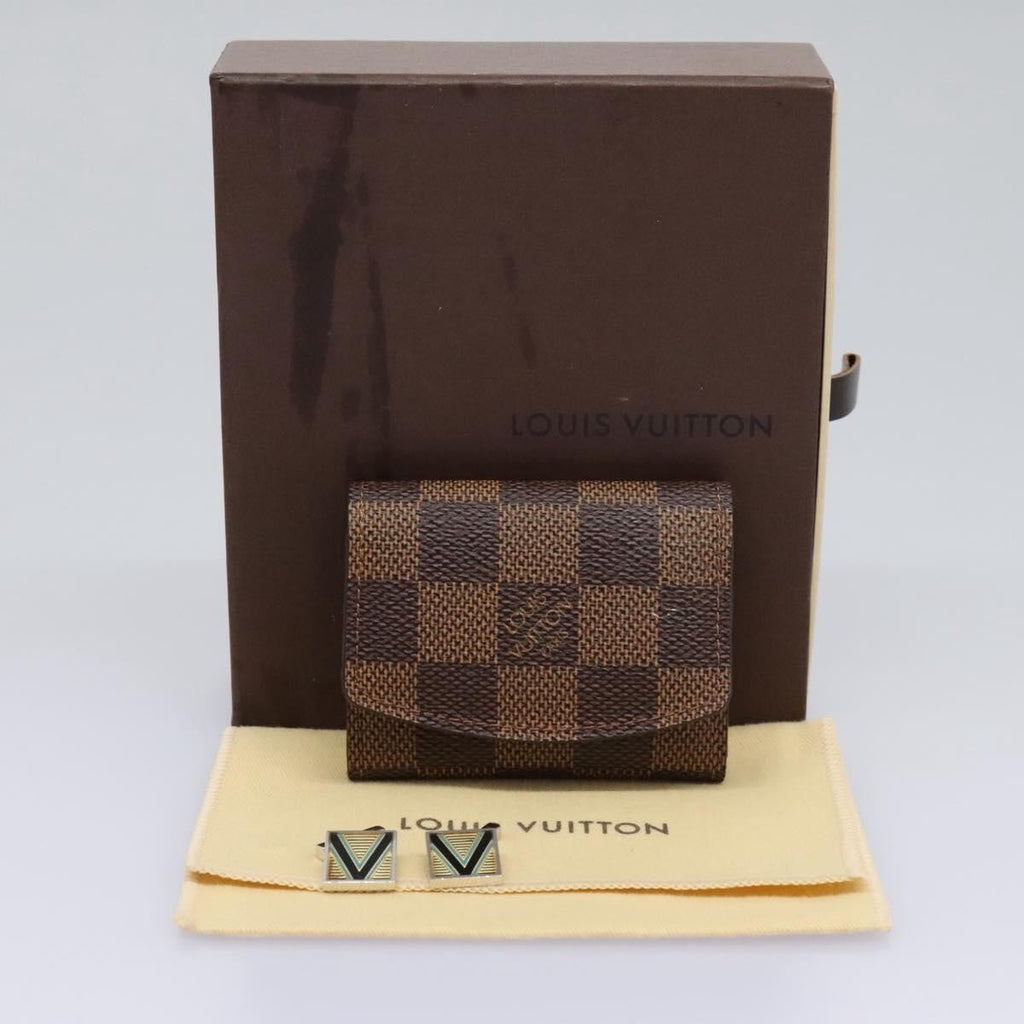 Louis Vuitton Cufflinks Case Damier Brown Canvas Cufflinks Jewelry