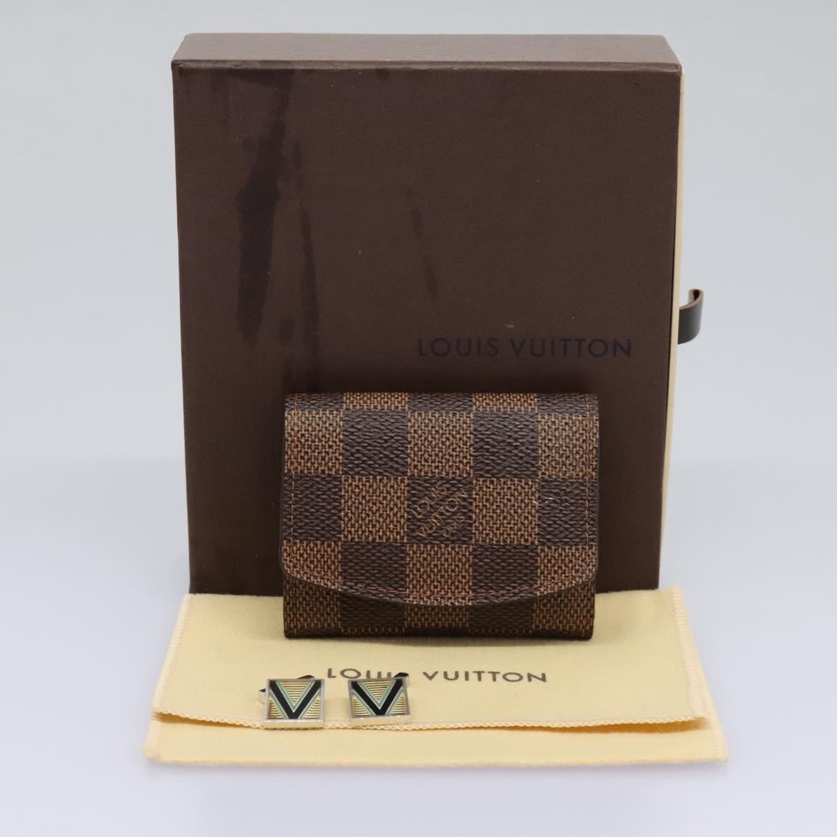 Louis Vuitton Cufflinks Case Damier Brown Canvas Cufflinks Jewelry