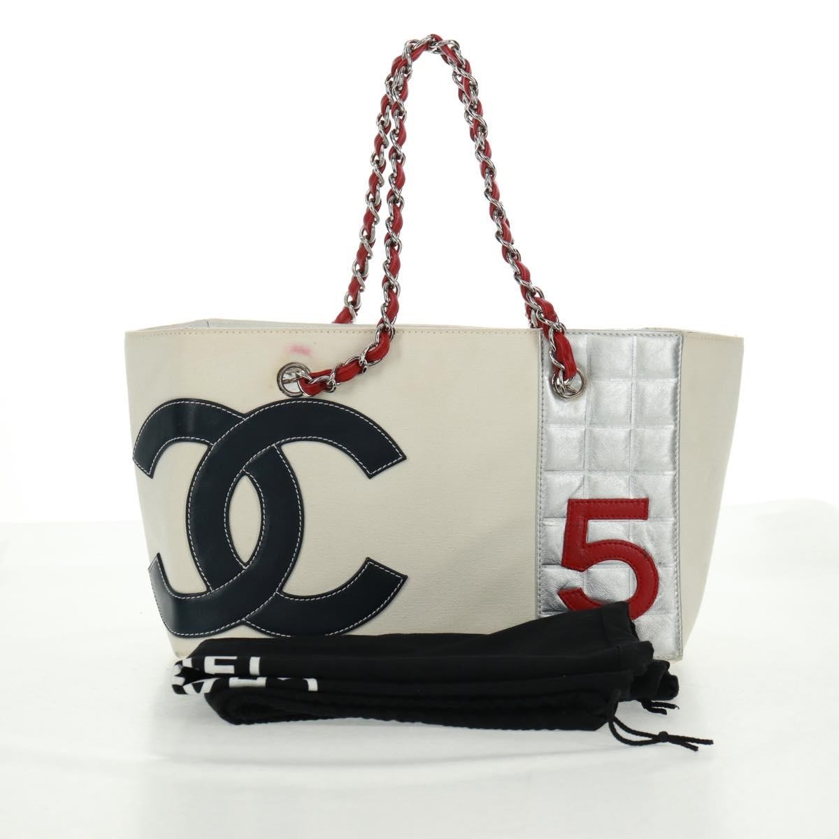 Chanel No.5 Tote Canvas And Leather White Canvas Tote Bag Bag