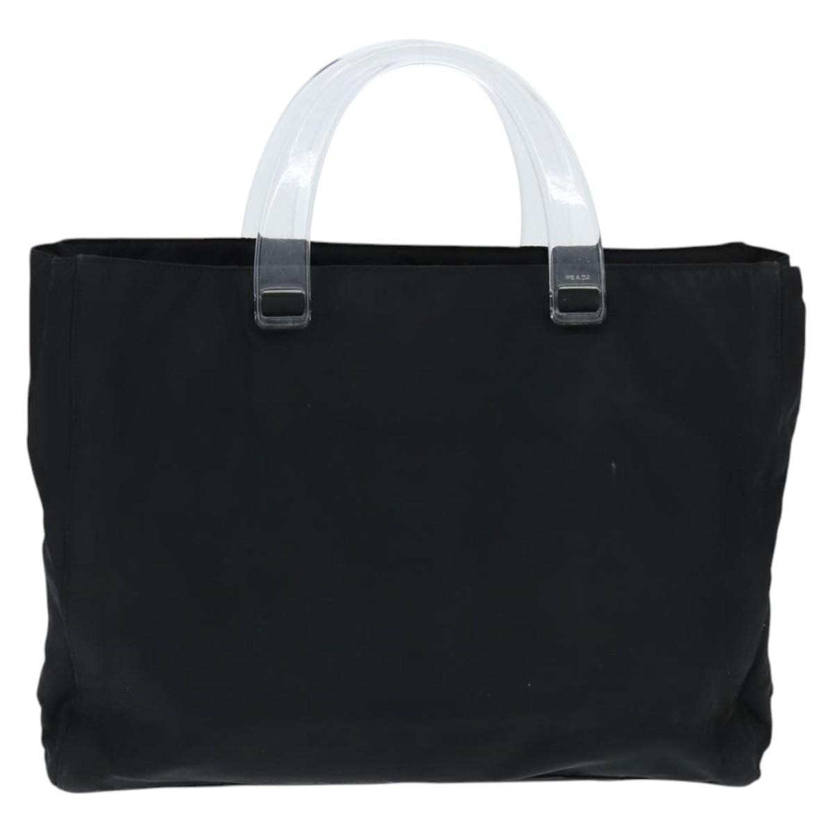 Prada Resin Handle Tote Tessuto Black Nylon Tote Bag Bag
