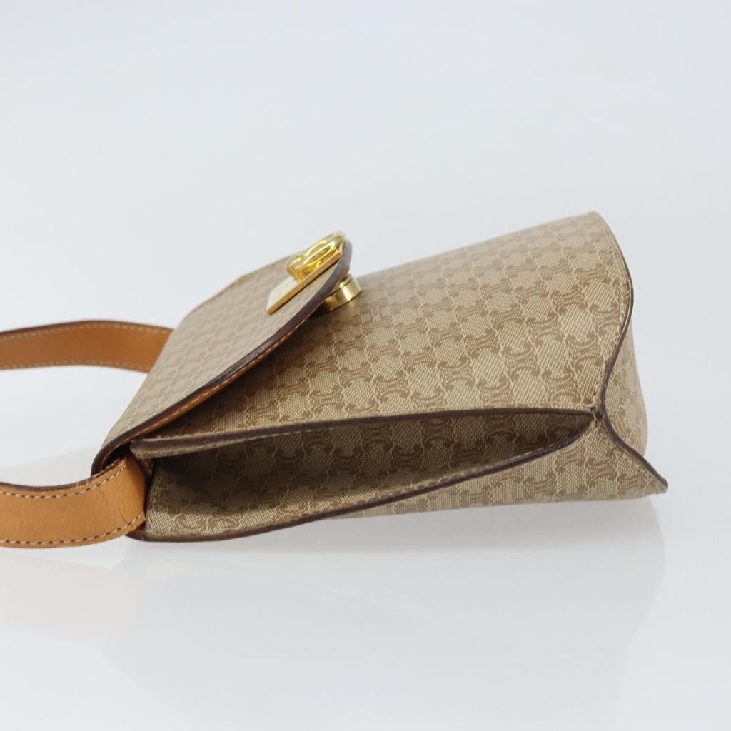Celine Vintage Macadam Shoulder Bag Canvas Beige Canvas Shoulder Bag Bag