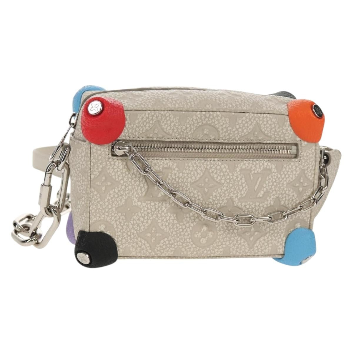 Louis Vuitton Soft Trunk Bag Monogram Taurillon Leather Gray Canvas Shoulder Bag