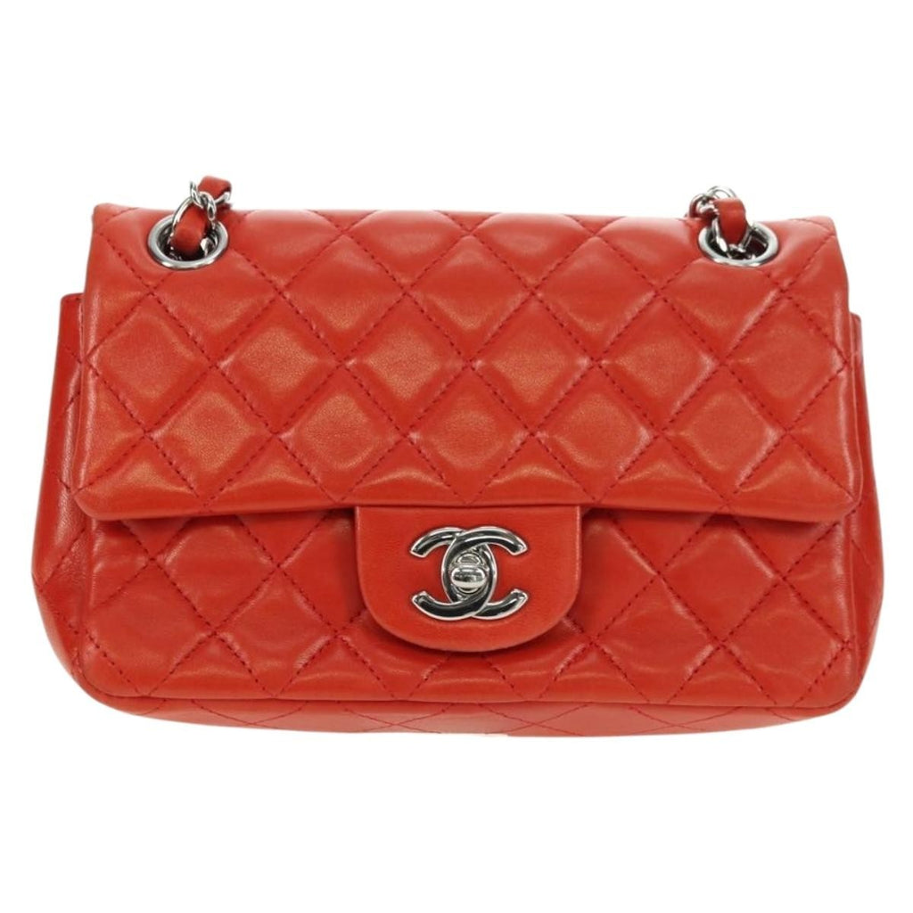 Chanel Flap Shoulder Bag Leather Red Leather Handbag