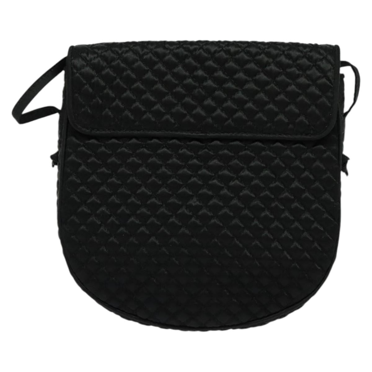 Bottega Veneta Intrecciato Clutch Bag Calfskin Black Satin Shoulder Bag Bag