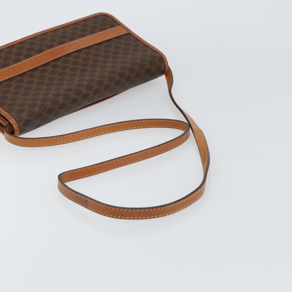 Celine Vintage Macadam Shoulder Bag Canvas And Leather Brown Canvas Shoulder Bag Bag
