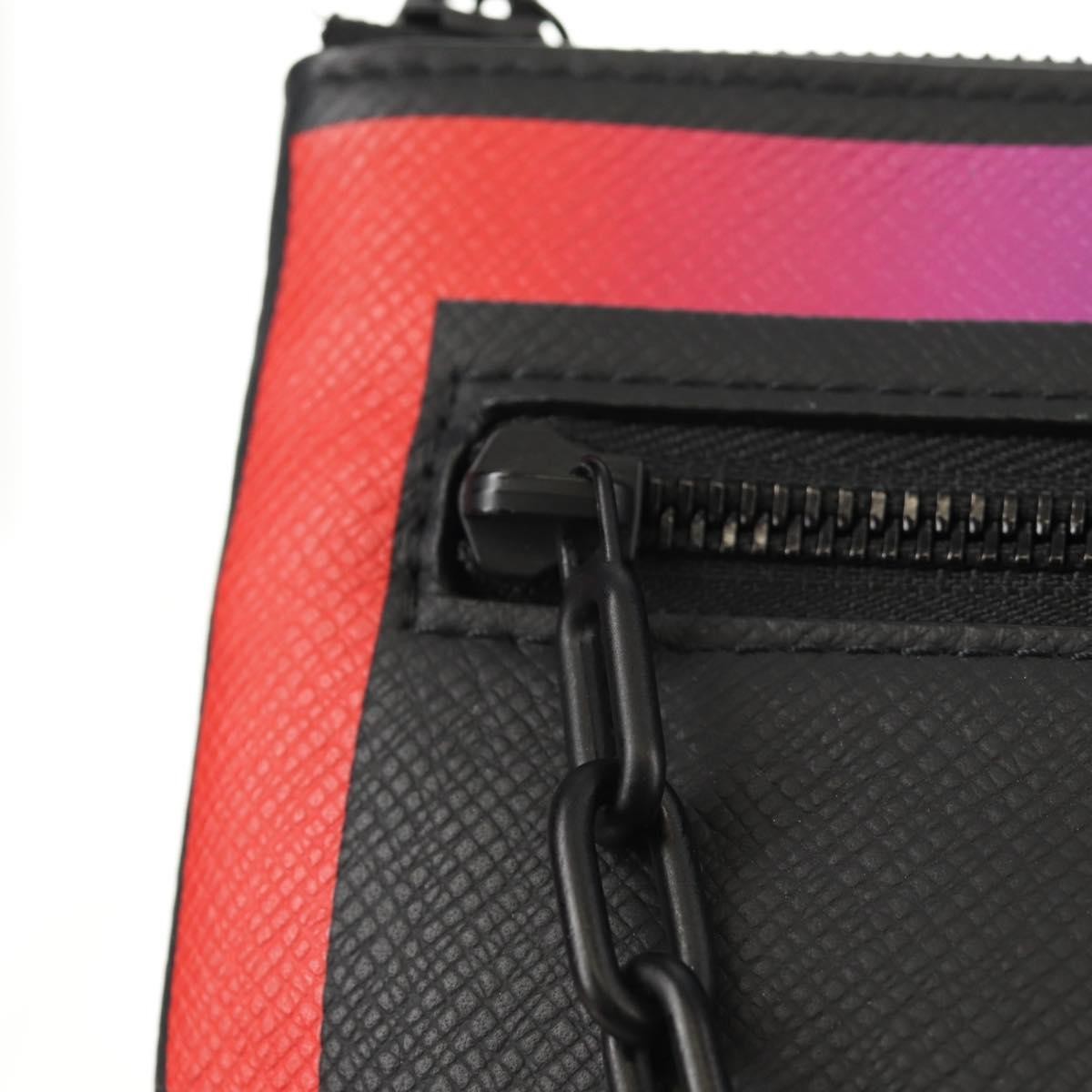 Louis Vuitton Pochette A4 Rainbow Taiga Leather Black Leather Clutche & Pouche Bag