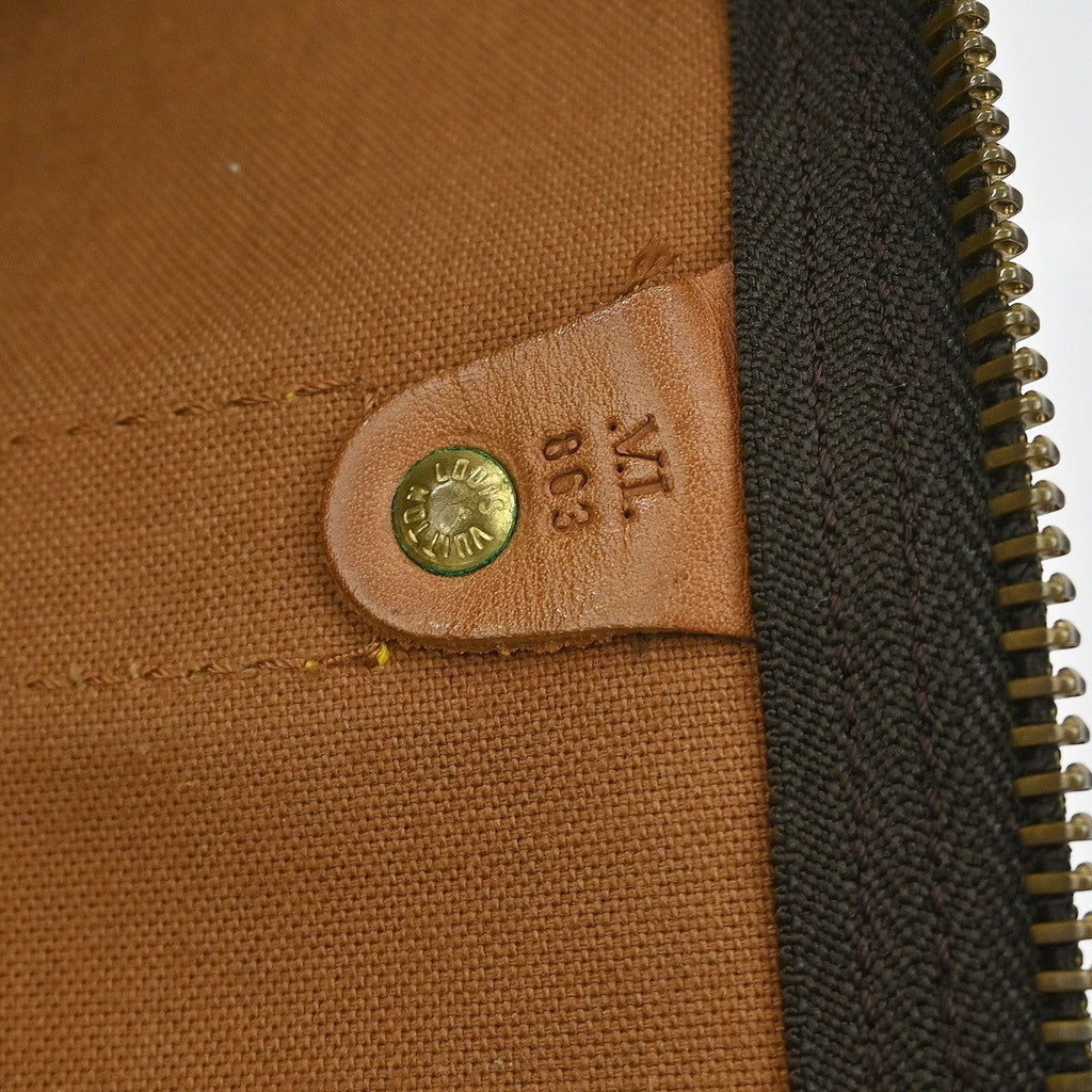 Louis Vuitton Keepall Bag Monogram Canvas Brown Leather Travel Bag