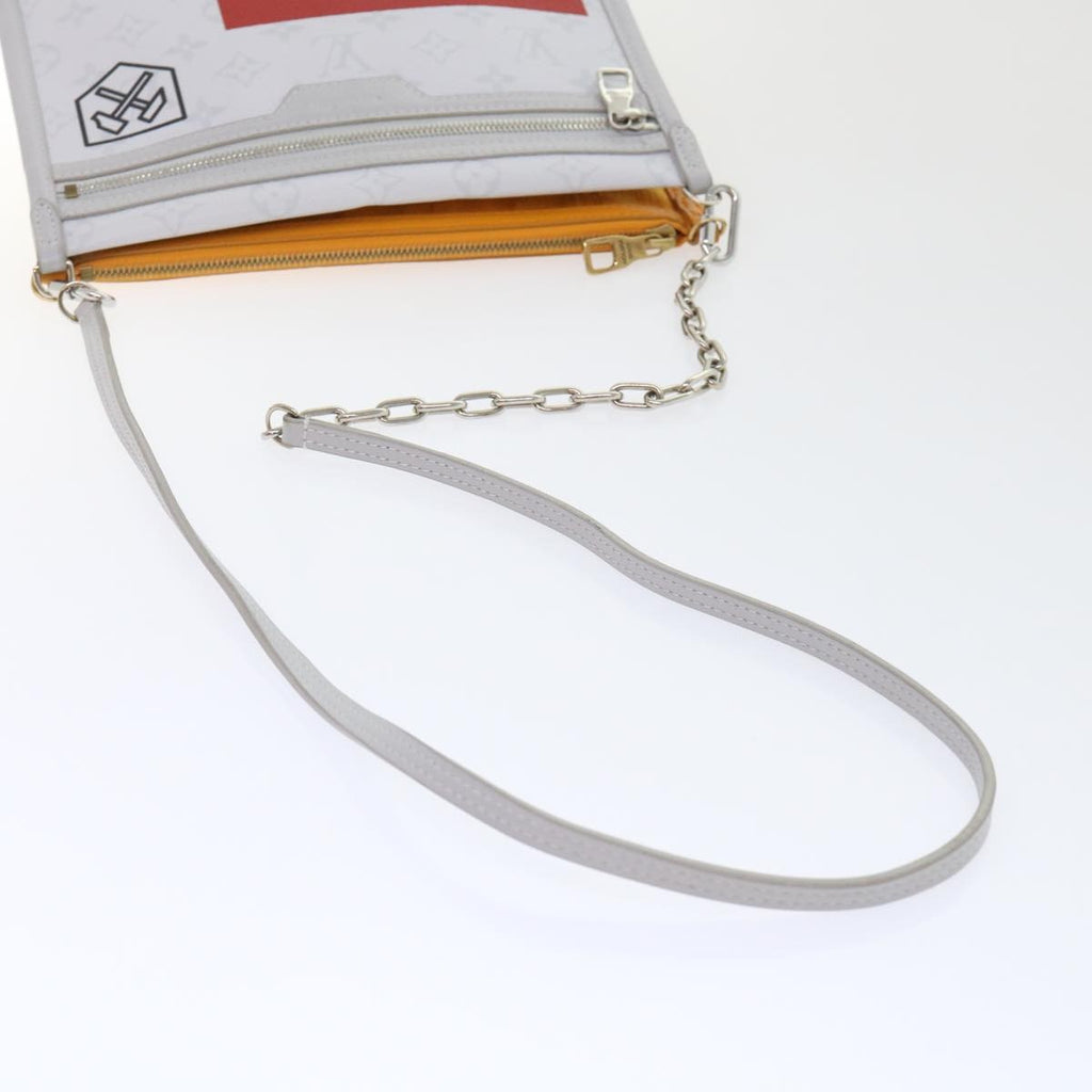 Louis Vuitton Double Flat Messenger Bag Limited Edition Logo Story Monogram Canvas And Denim Multicolour Canvas Clutche & Pouche Bag